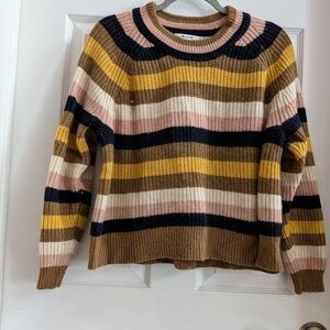 Madewell Women's Striped Sweater in Pink, Brown, and Yellow